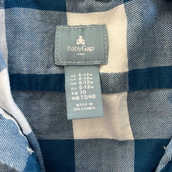Baby gap button down onesie blue checkered size 6-12 months - Picture 2 of 2